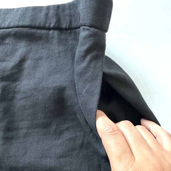 Theory Women’s Cavalier Linen Blend Cropped Wide Leg Pull On Pants Black - Picture 6 of 14